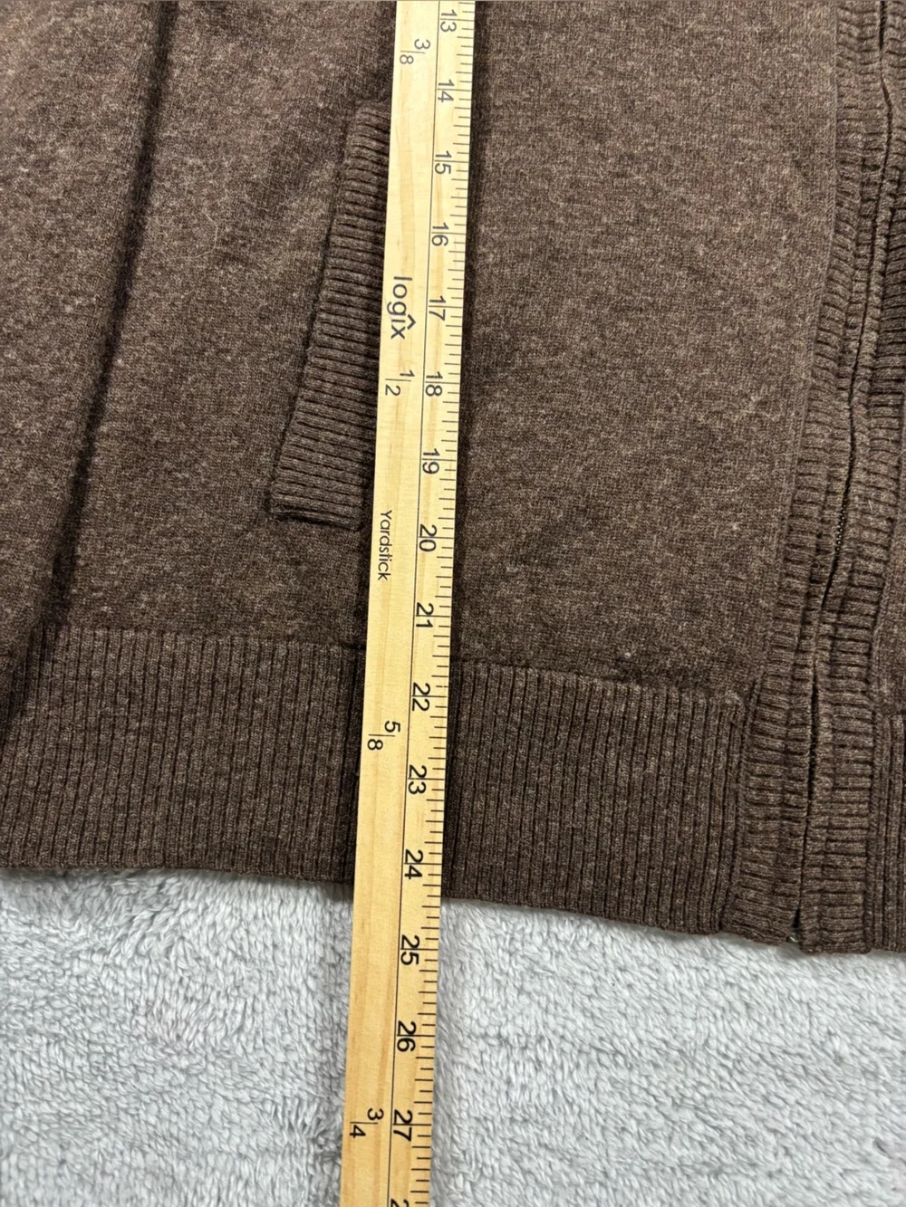 Banana Republic Brown Zip-Up Sweater with Orange Trim